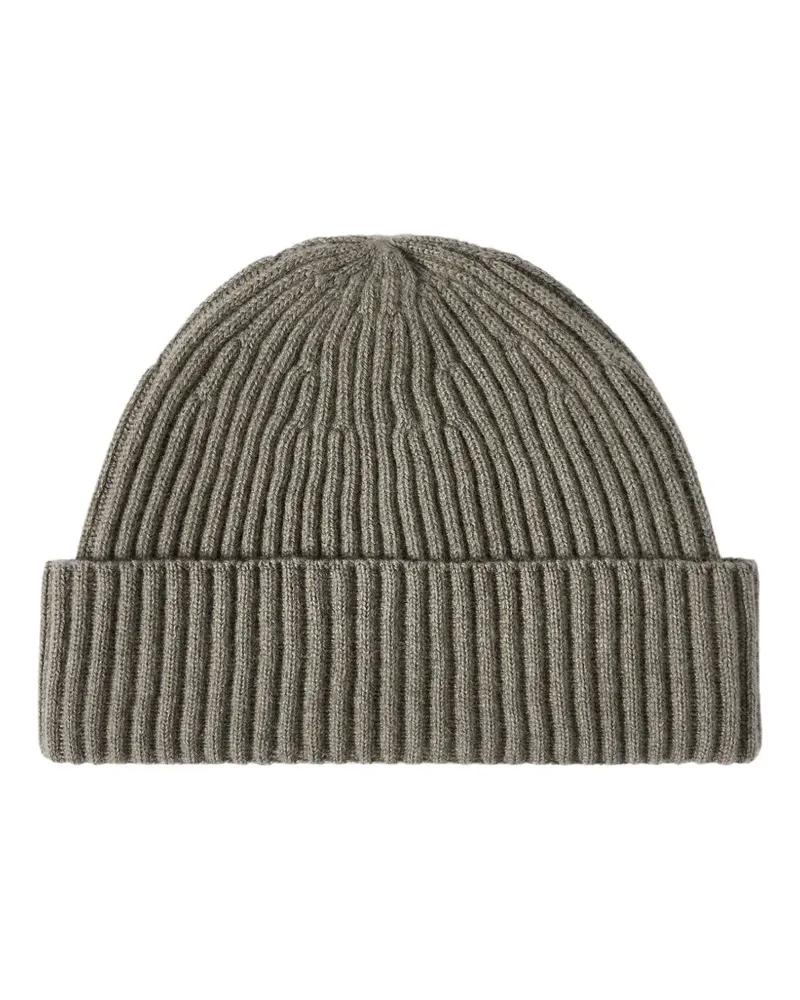 Brunello Cucinelli cashmere English rib double knit beanie hat - Grün Grün
