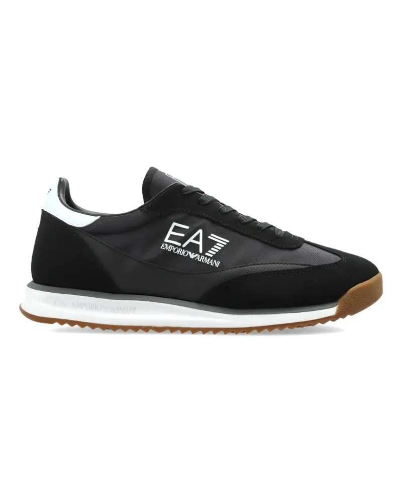 EA7 logo-print panelled sneakers - Schwarz Schwarz