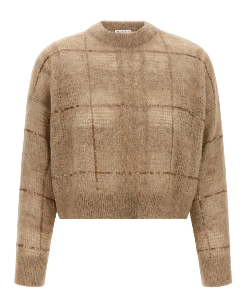 Brunello Cucinelli Pullover mit Pailletten-Karo - Nude Nude