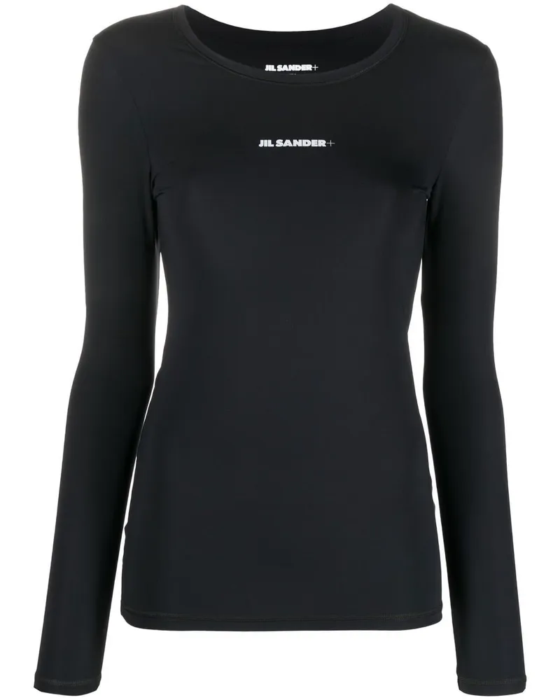 Jil Sander Langarmshirt mit Logo-Print - Schwarz Schwarz