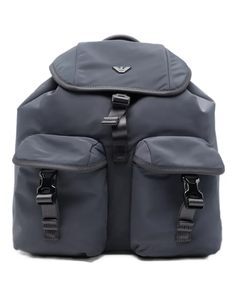 Emporio Armani buckle-fastening logo-plaque backpack - Grau Grau