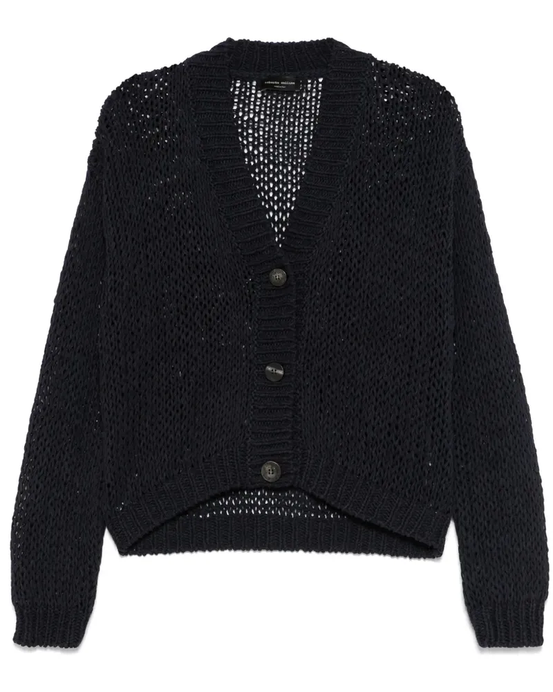 Roberto Collina Cardigan mit Lochstrickmuster - Blau Blau