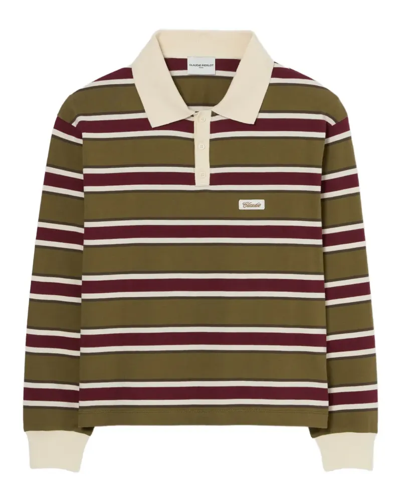 Claudie Pierlot striped long-sleeve polo shirt - Grün Grün