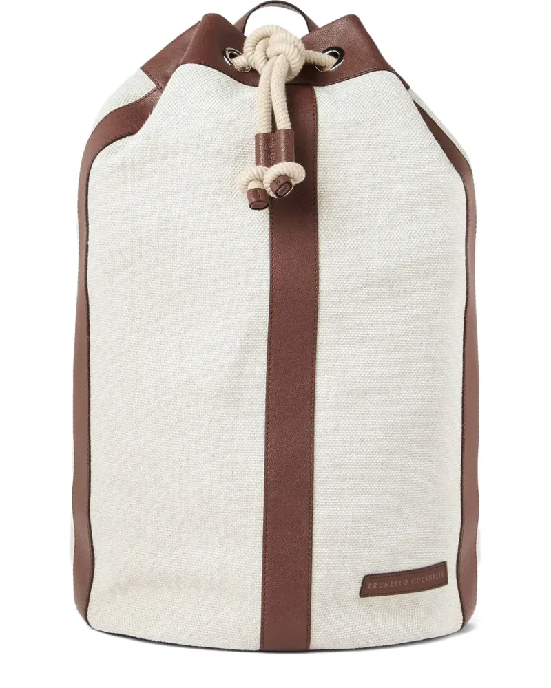 Brunello Cucinelli Wasserdichter Rucksack mit Kordelzug - Nude Nude