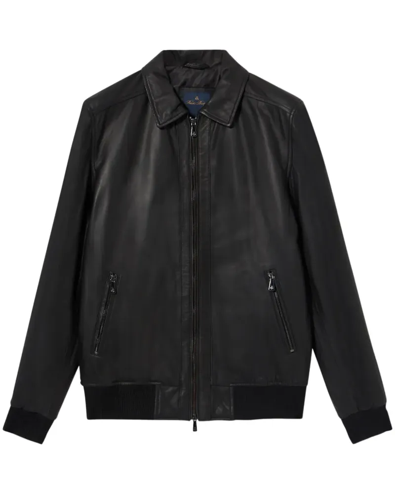 Brooks Brothers Bomberjacke aus Leder - Schwarz Schwarz