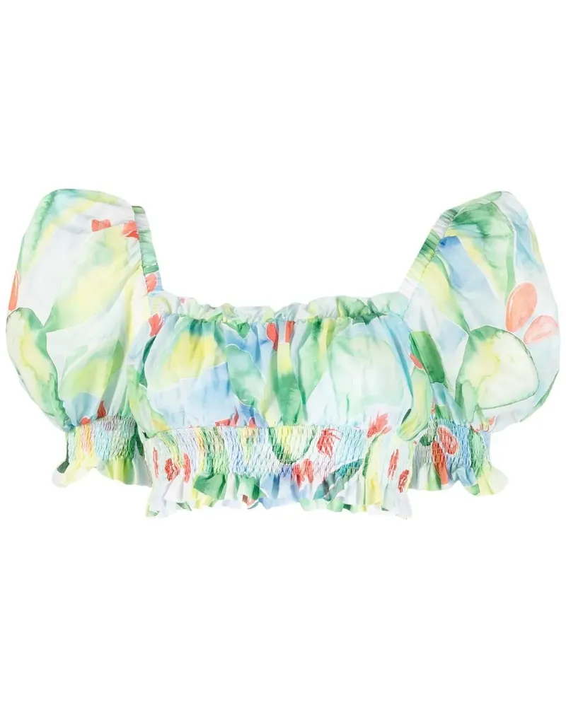 Charo Ruiz Cropped-Top mit grafischem Print - Blau Blau