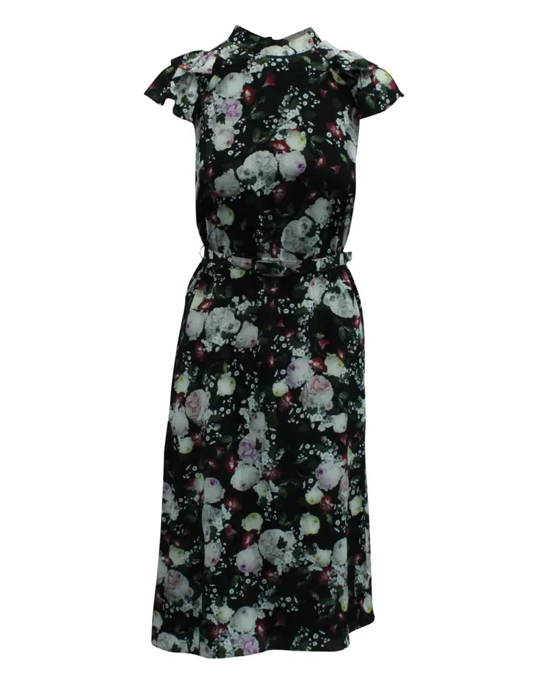 Erdem floral-print belted dress - Schwarz Schwarz