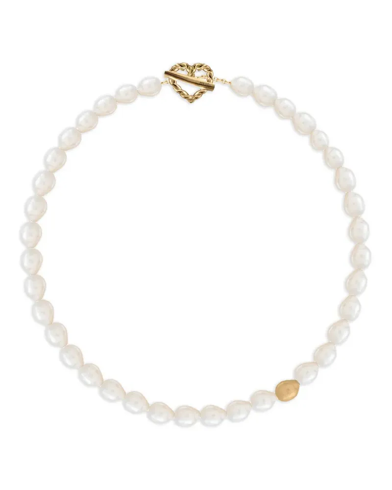 Maje heart-charm faux-pearl necklace - Gold Gold