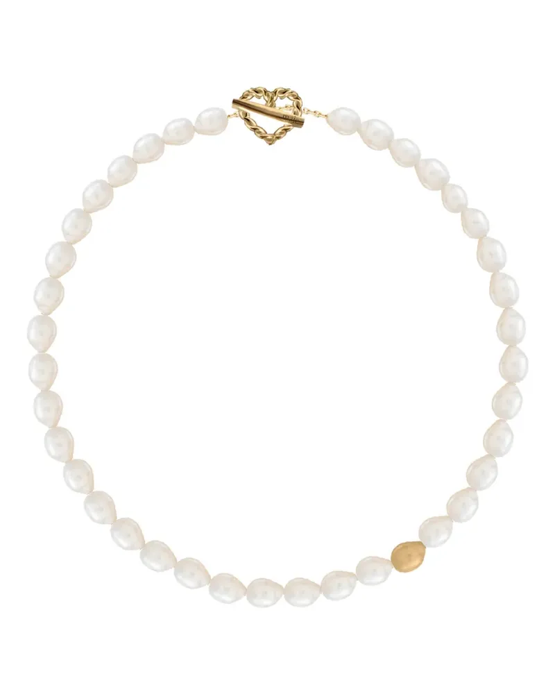 Maje heart-charm faux-pearl necklace - Gold Gold