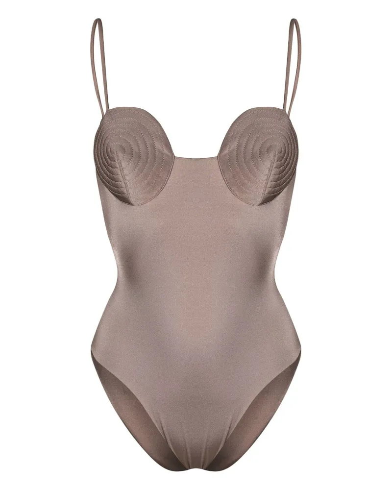 Noire Swimwear Badeanzug mit rundem Ausschnitt Nude
