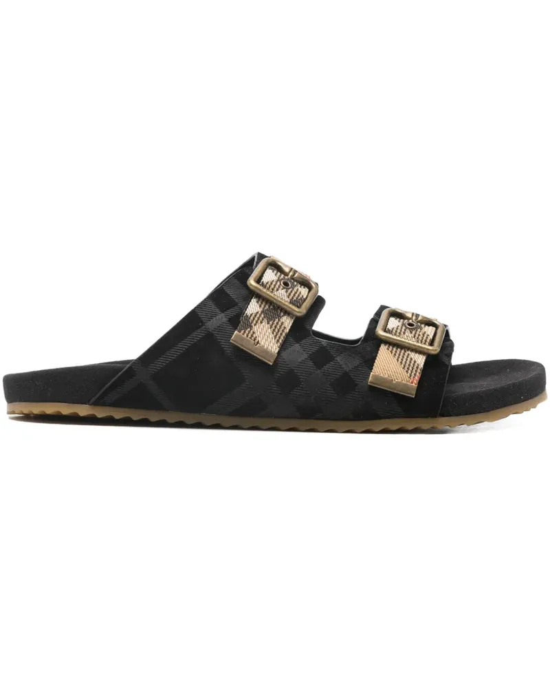 Burberry buckle tartan-pattern flat sandals - Schwarz Schwarz