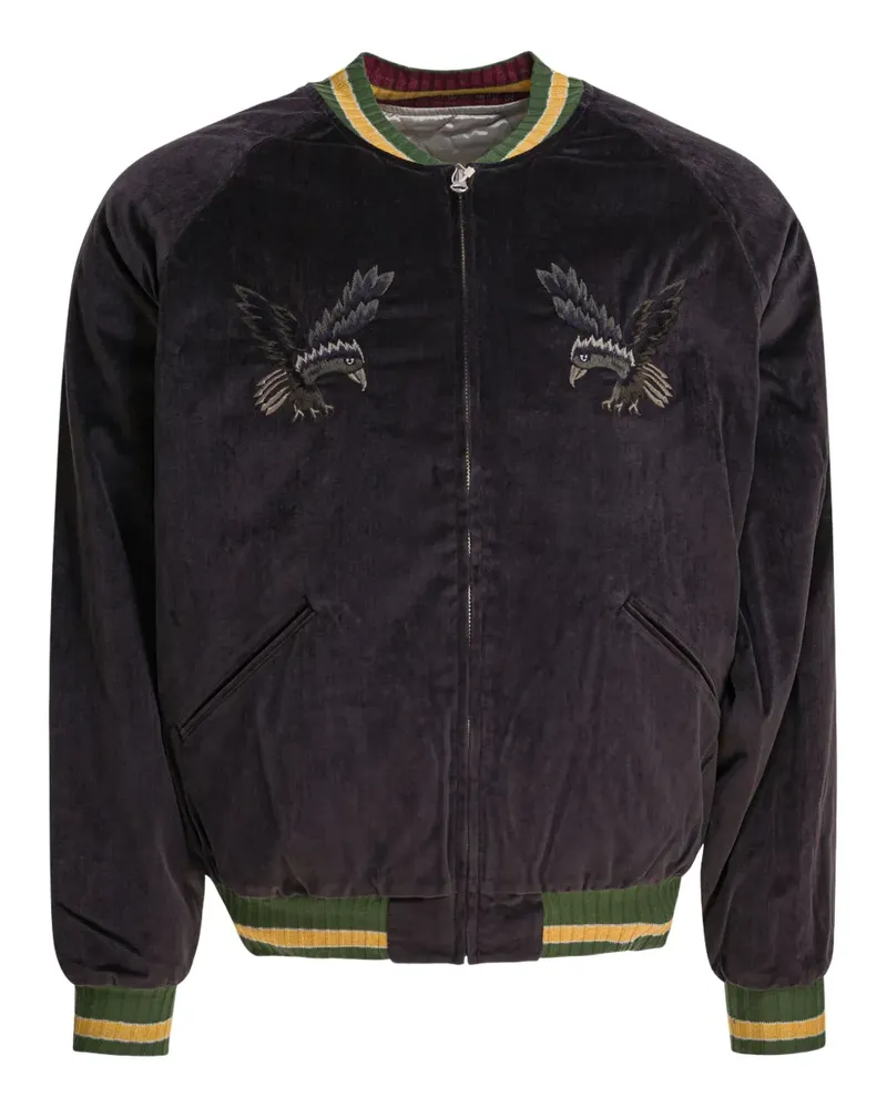 KAPITAL Bomberjacke mit Adlerstickerei - Schwarz Schwarz