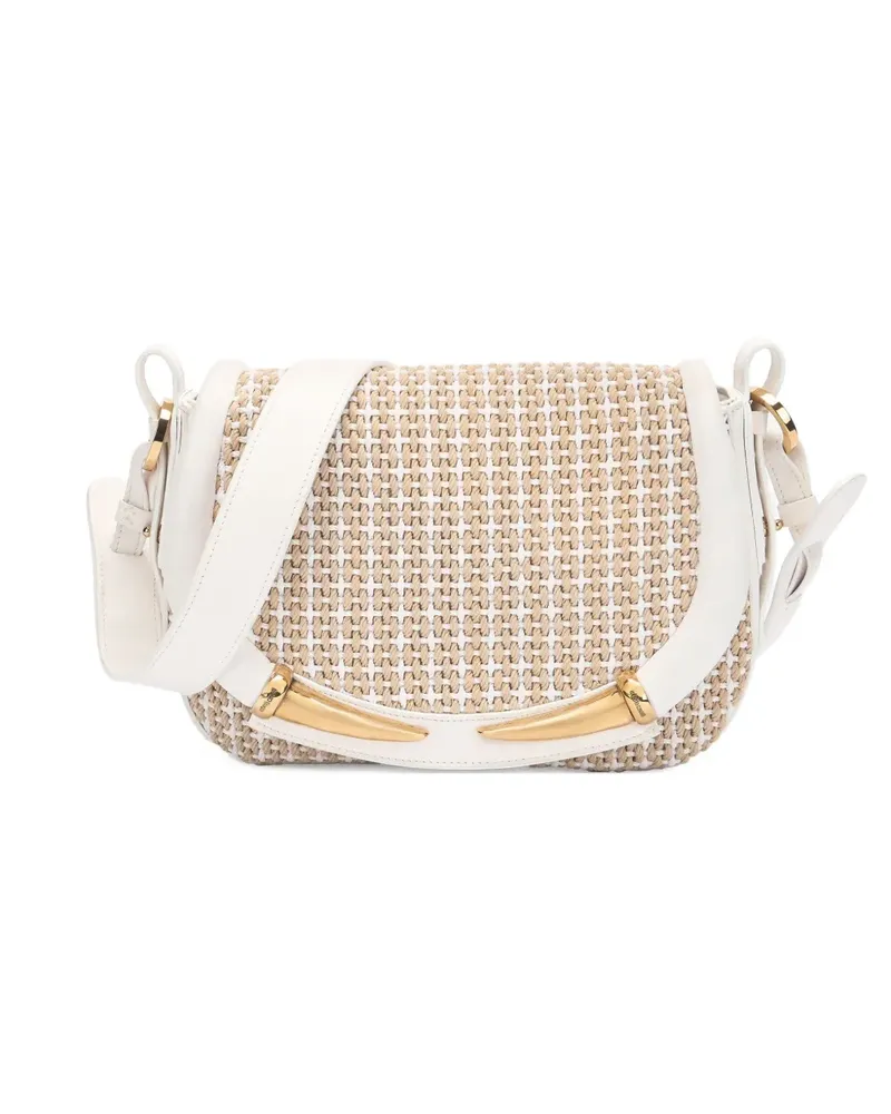 Roberto Cavalli lage Fang woven shoulder bag - Weiß Weiß