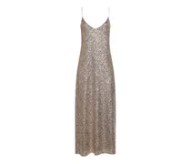 Besticktes Paillettenkleid mit V-Ausschnitt - Gold