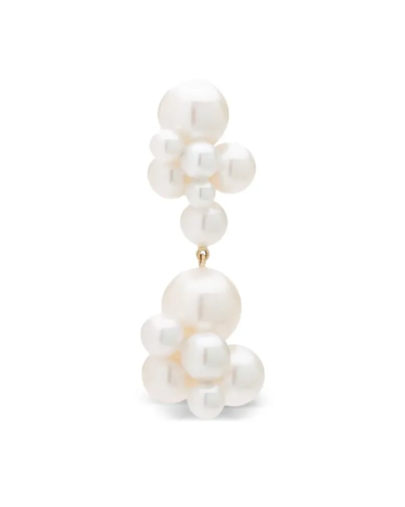 Sophie Bille Brahe 14kt Bisous Double Gelbgoldohrring mit Perle - Nude Nude