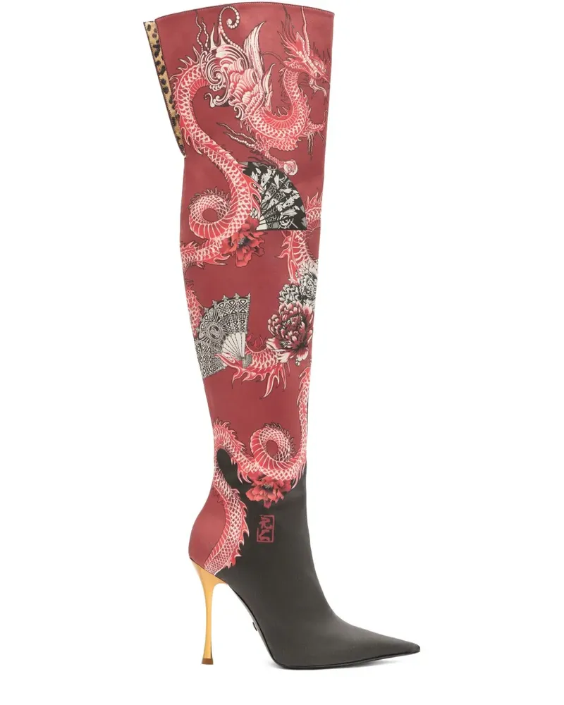 Roberto Cavalli Stiefel mit Drachen-Print - Rot Rot