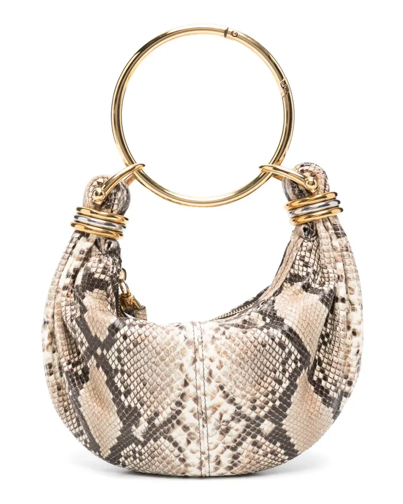 Chloé snakeskin-effect ring-handle clutch bag - Nude Nude