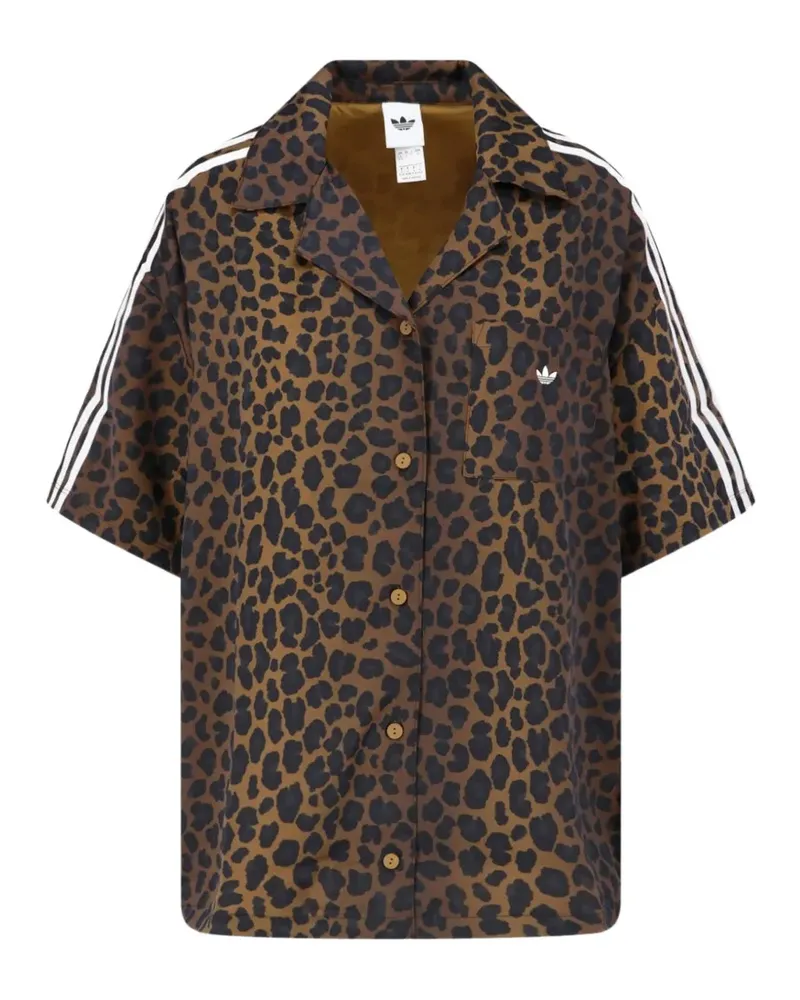 adidas leopard-print short-sleeve shirt - Braun Braun