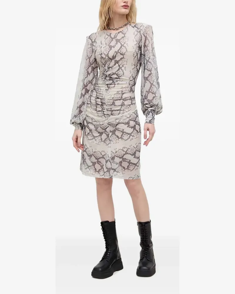 BRUUNS BAZAAR Gerafftes Midikleid mit Schlangenleder-Print - Nude Nude