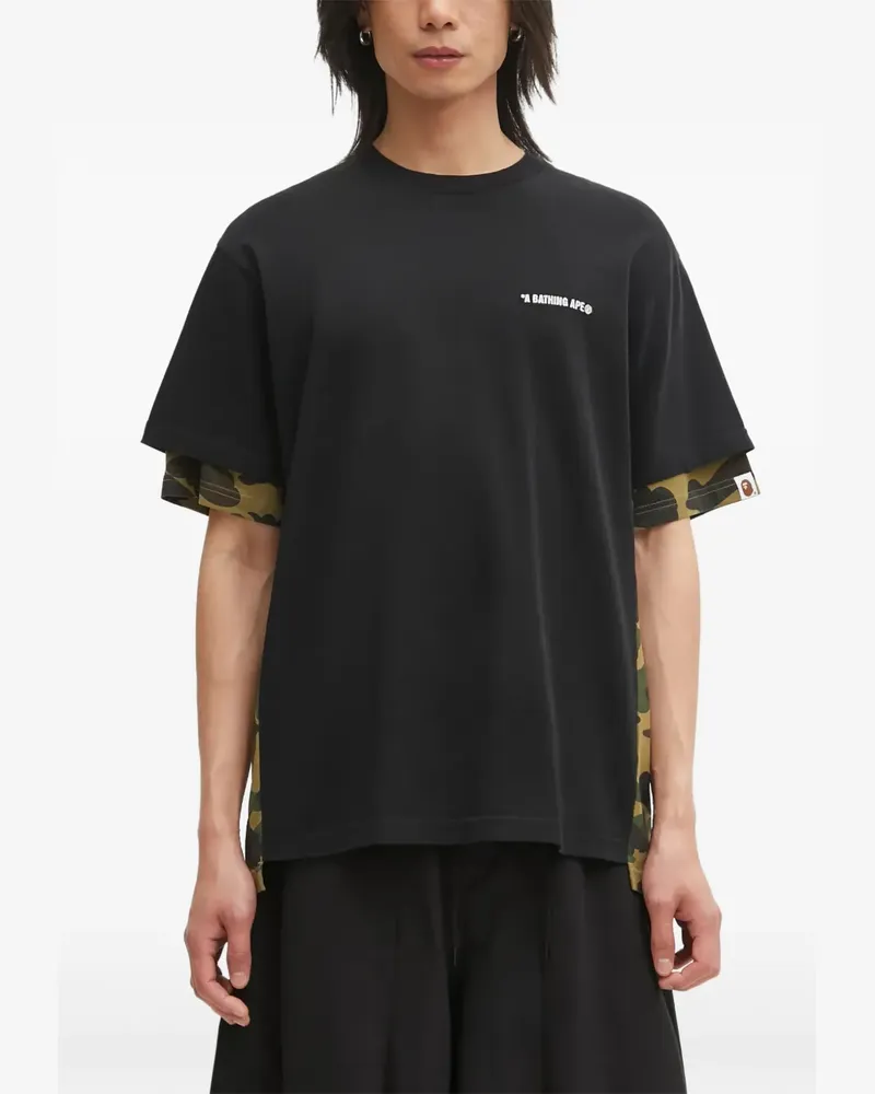 BAPE 1st Camo Heavy Washed Blocking T-Shirt - Schwarz Schwarz