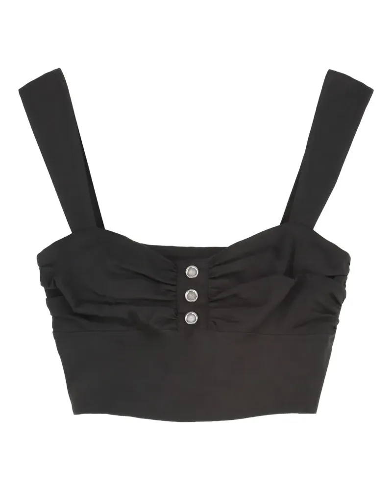 Pinko Gerafftes Oberteil mit Knopfdetail - Schwarz Schwarz