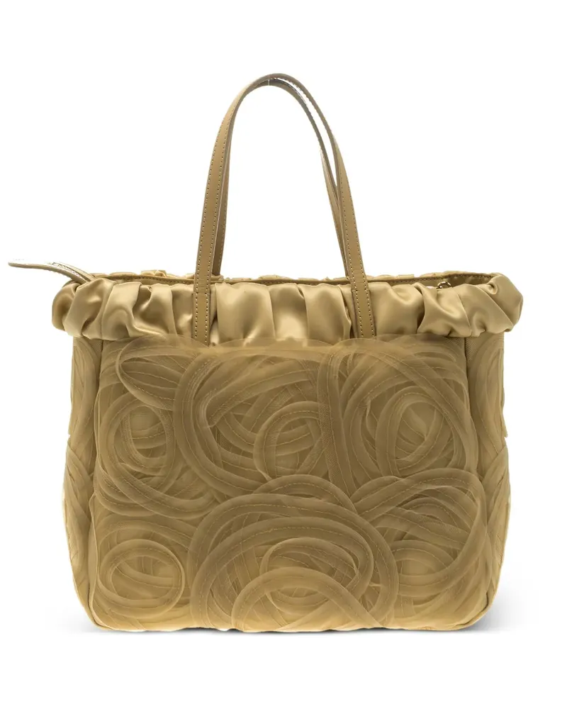 Alberta Ferretti Net Tote Bag aus Satin - Nude Nude