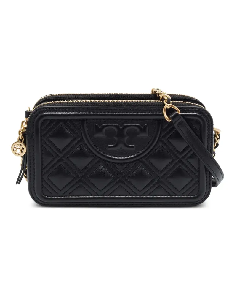 Tory Burch Mini Fleming Schultertasche mit Doppelreißverschluss - Schwarz Schwarz