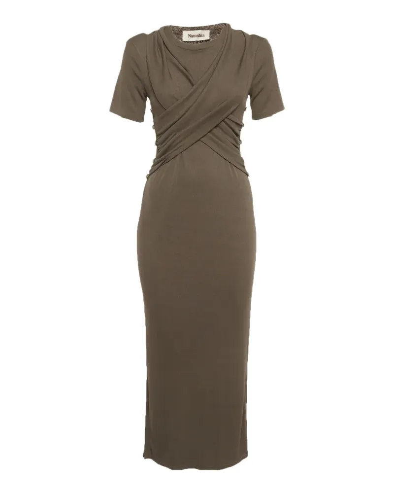 Nanushka Jannet wrap-waist midi dress - Braun Braun