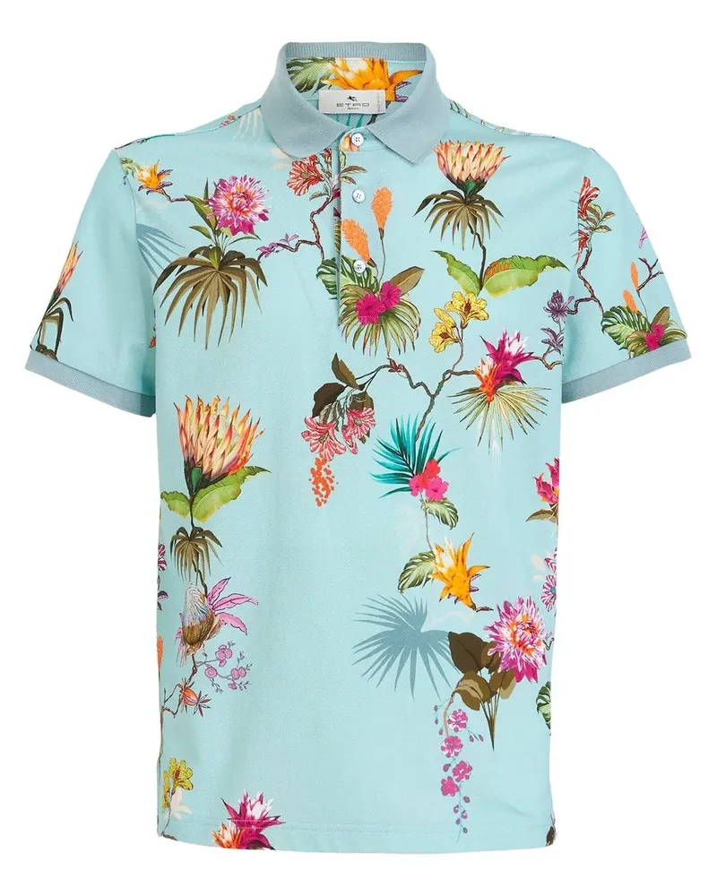 Etro Poloshirt mit Blumen-Print - Blau Blau