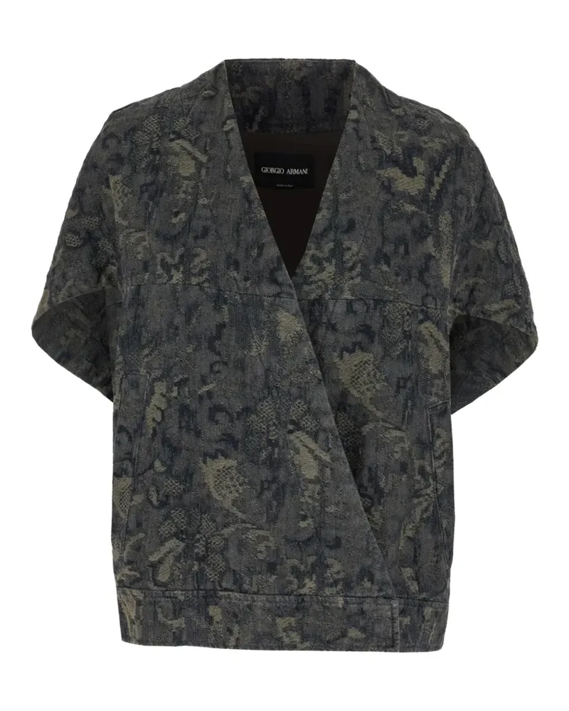 Giorgio Armani embroidered cotton jacket - Grau Grau