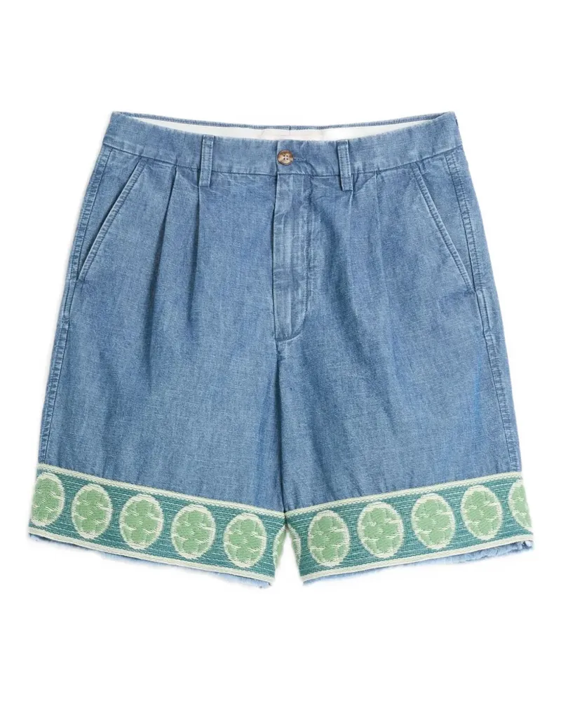 Valentino Garavani Jeans-Bermudas mit Jacquard-Saum - Blau Blau