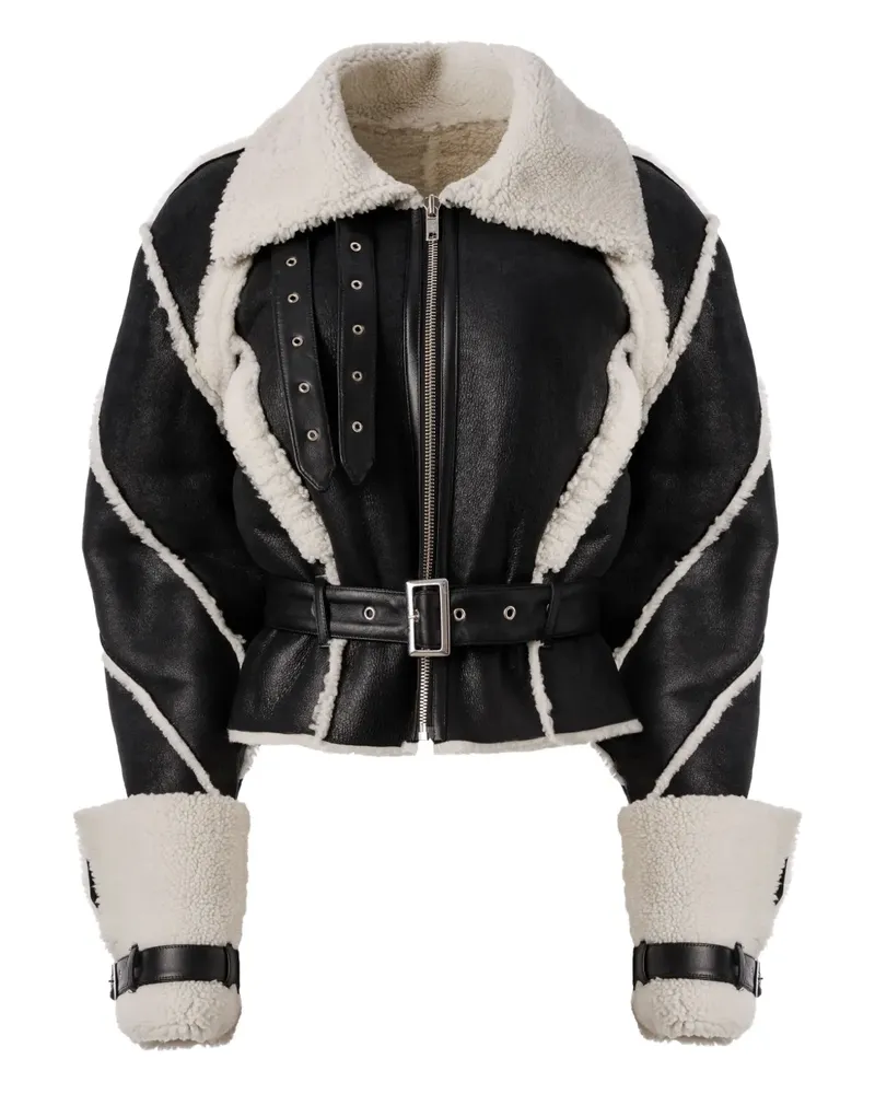 ALMAZ Shearling-Jacke mit Gürtel - Schwarz Schwarz
