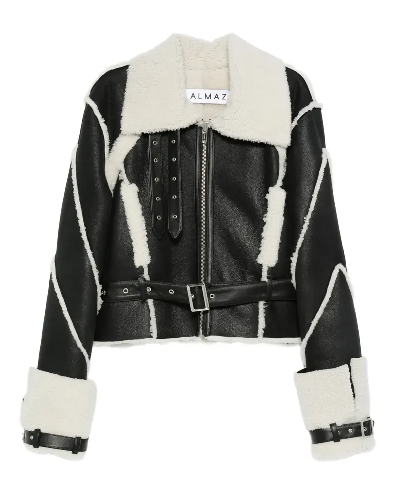 ALMAZ Shearling-Jacke mit Gürtel - Schwarz Schwarz