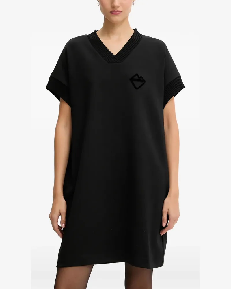 Iceberg V-neck logo mini dress - Schwarz Schwarz