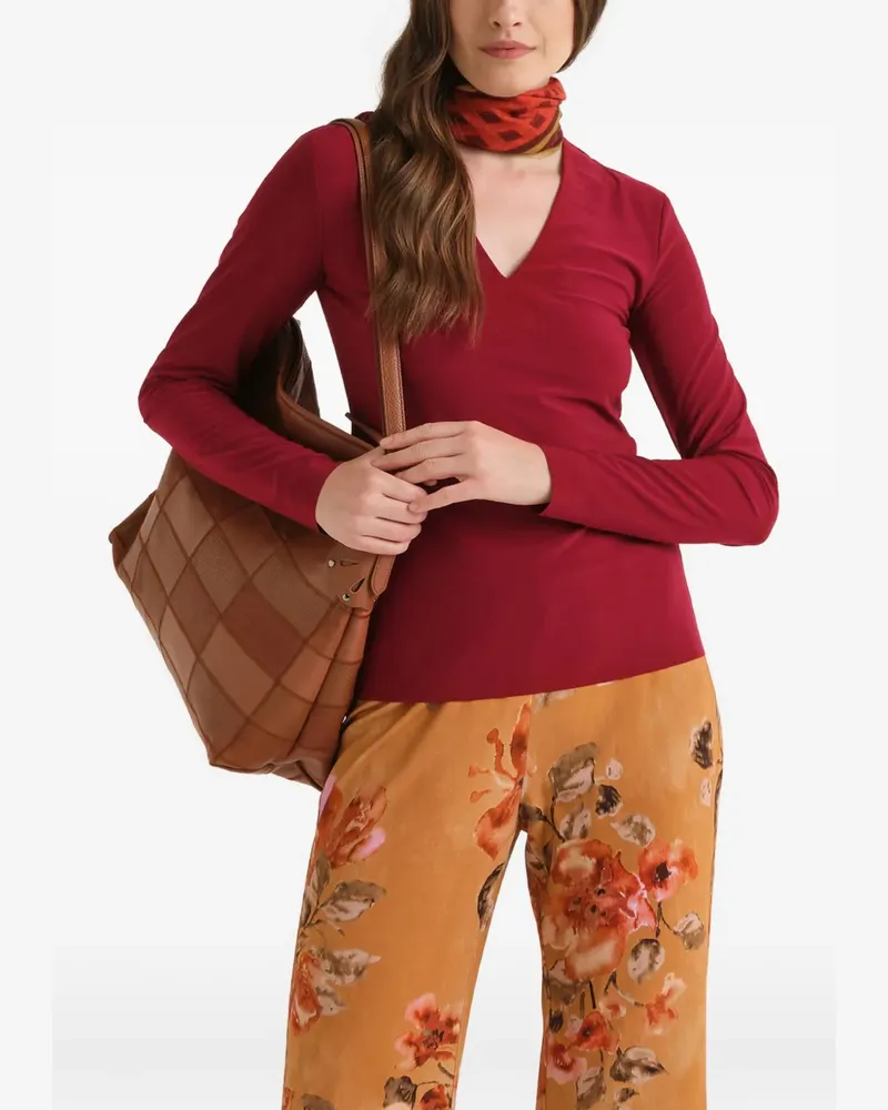 Maliparmi Langarmshirt mit V-Ausschnitt - Rot Rot
