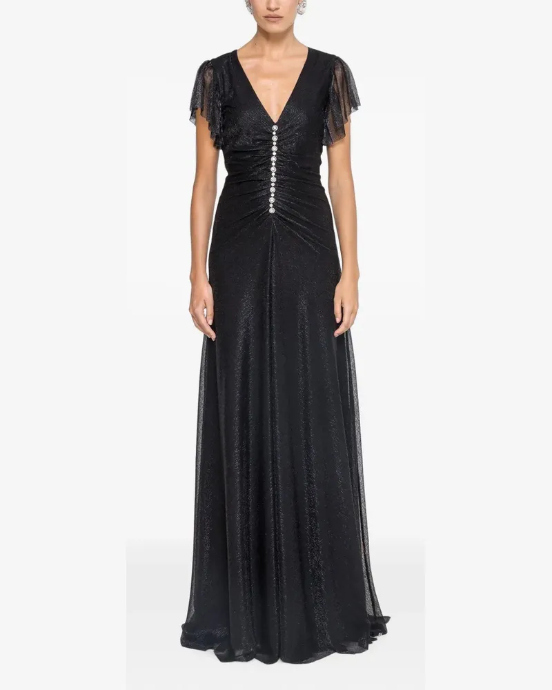 NISSA crystal-detail maxi dress - Schwarz Schwarz