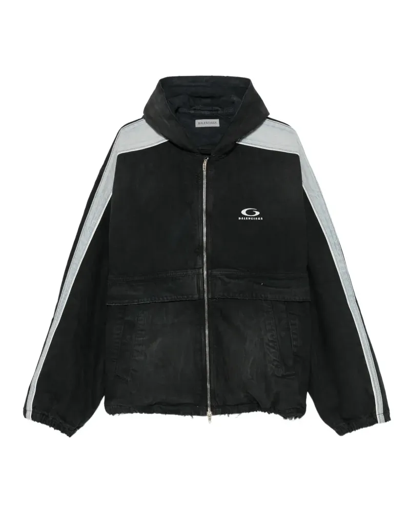 Balenciaga Jeansjacke mit Logo - Schwarz Schwarz