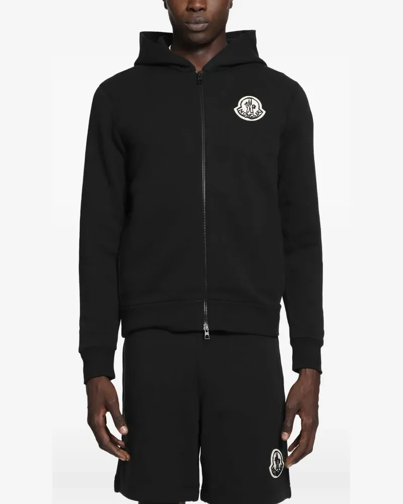 Moncler logo-patch zip-up hoodie - Schwarz Schwarz