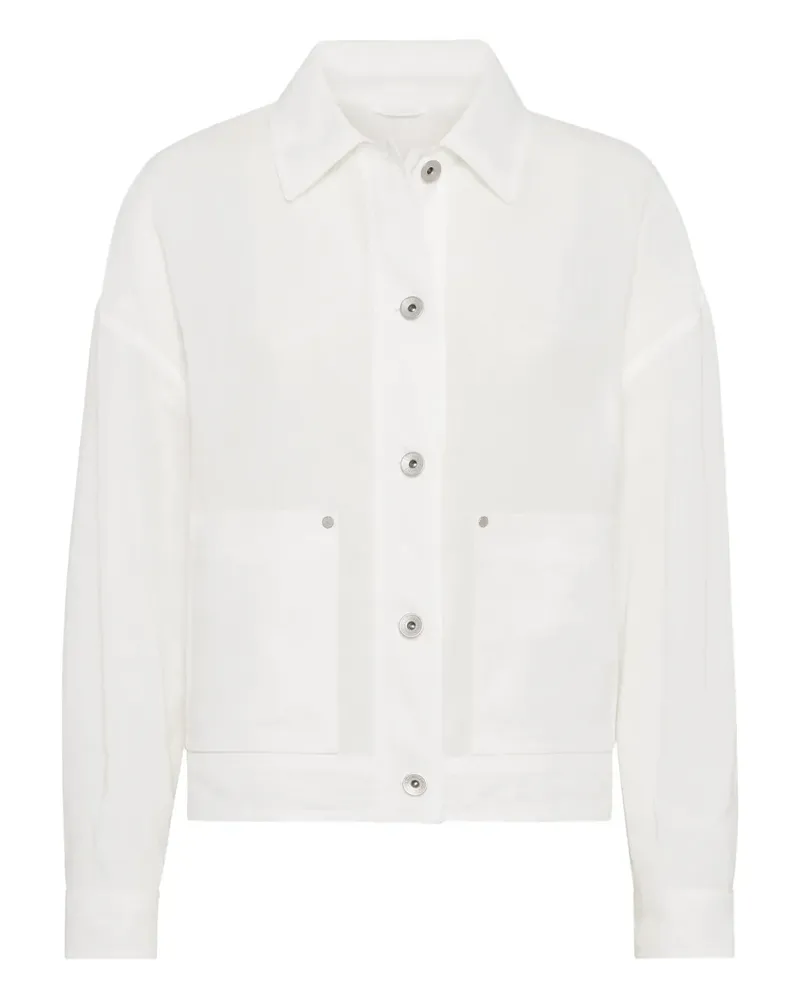 Brunello Cucinelli Monili Organza-Jacke mit Kettendetail - Weiß Weiß