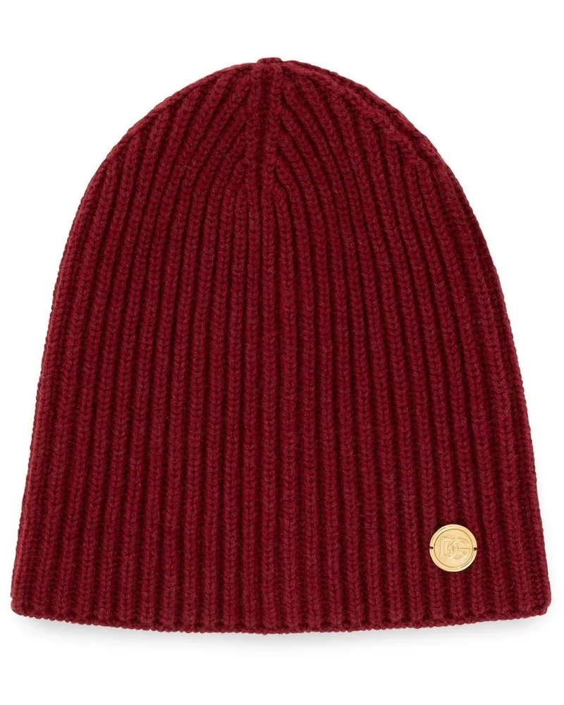 Dolce & Gabbana Beanie mit DG-Patch Rot