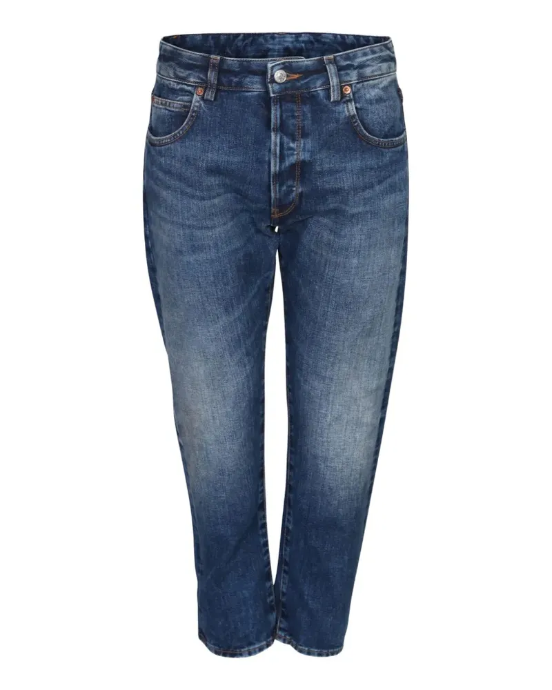 6397 Ausgeblichene Jeans mit Tragefalten - Blau Blau