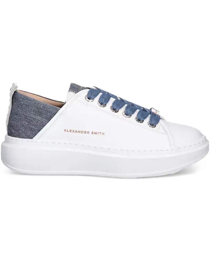 Alexander Smith Sneakers mit Denim-Einsätzen - Weiß Weiß