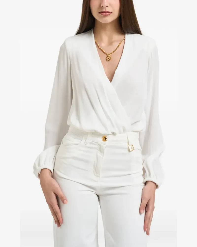 Elisabetta Franchi V-neck wrap-style blouse - Weiß Weiß