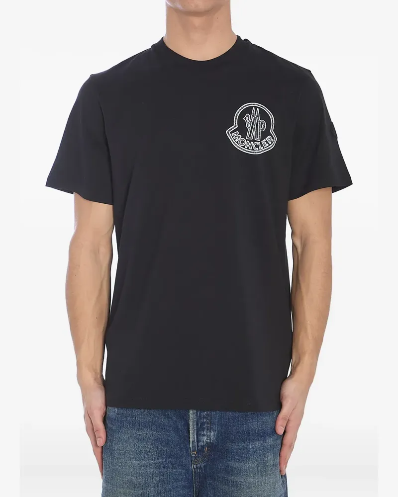 Moncler T-Shirt mit Logo-Print - Schwarz Schwarz