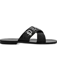 Philipp Plein Sandalen mit Logo-Schild Schwarz