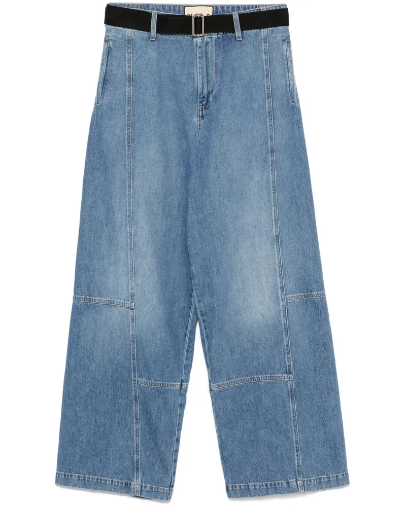 PLAN C Weite Jeans mit Cargo-Taschen - Blau Blau