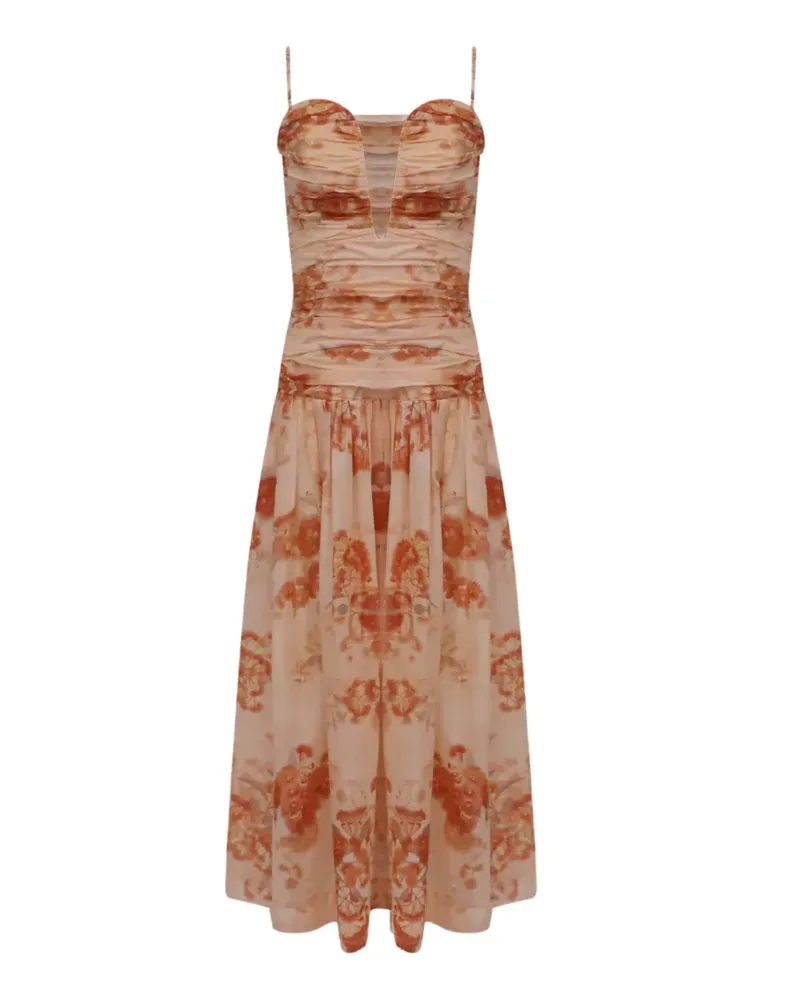 Zimmermann Schulterfreies Cascadian Midikleid - Nude Nude
