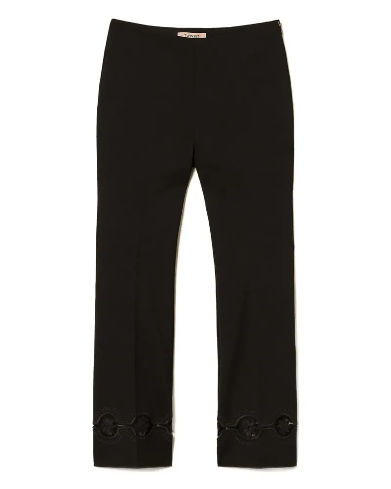 Twin-Set Bestickte Hose aus Blumenspitze - Schwarz Schwarz