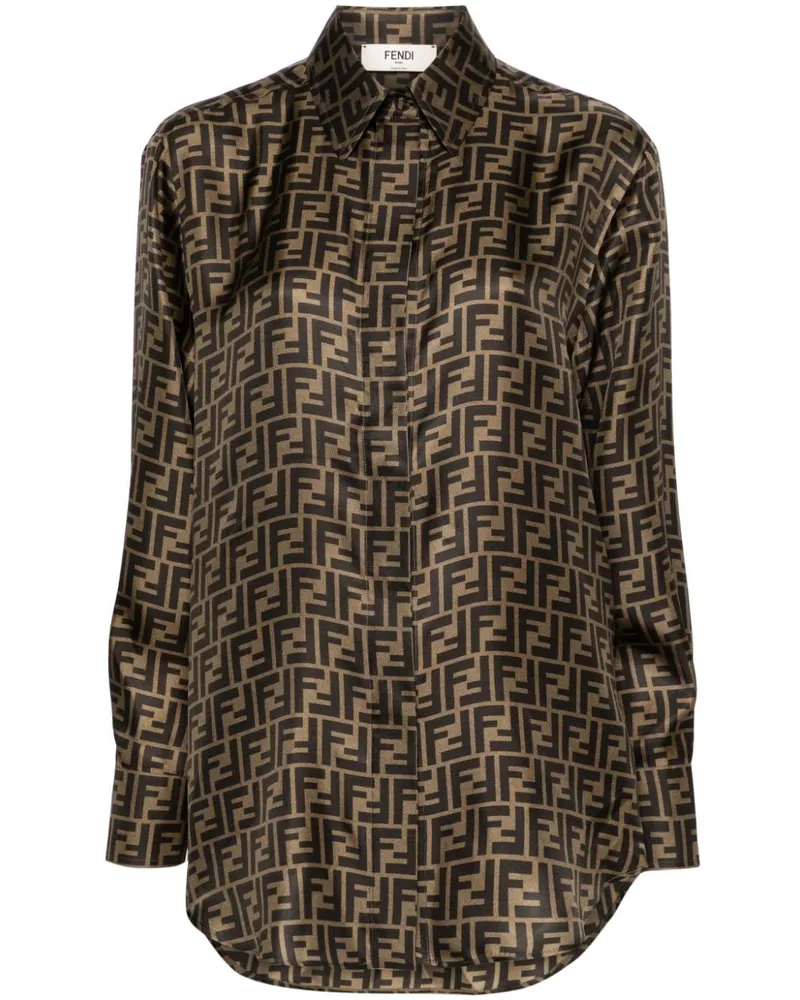 Fendi Seidenhemd mit FF-Print - Braun Braun