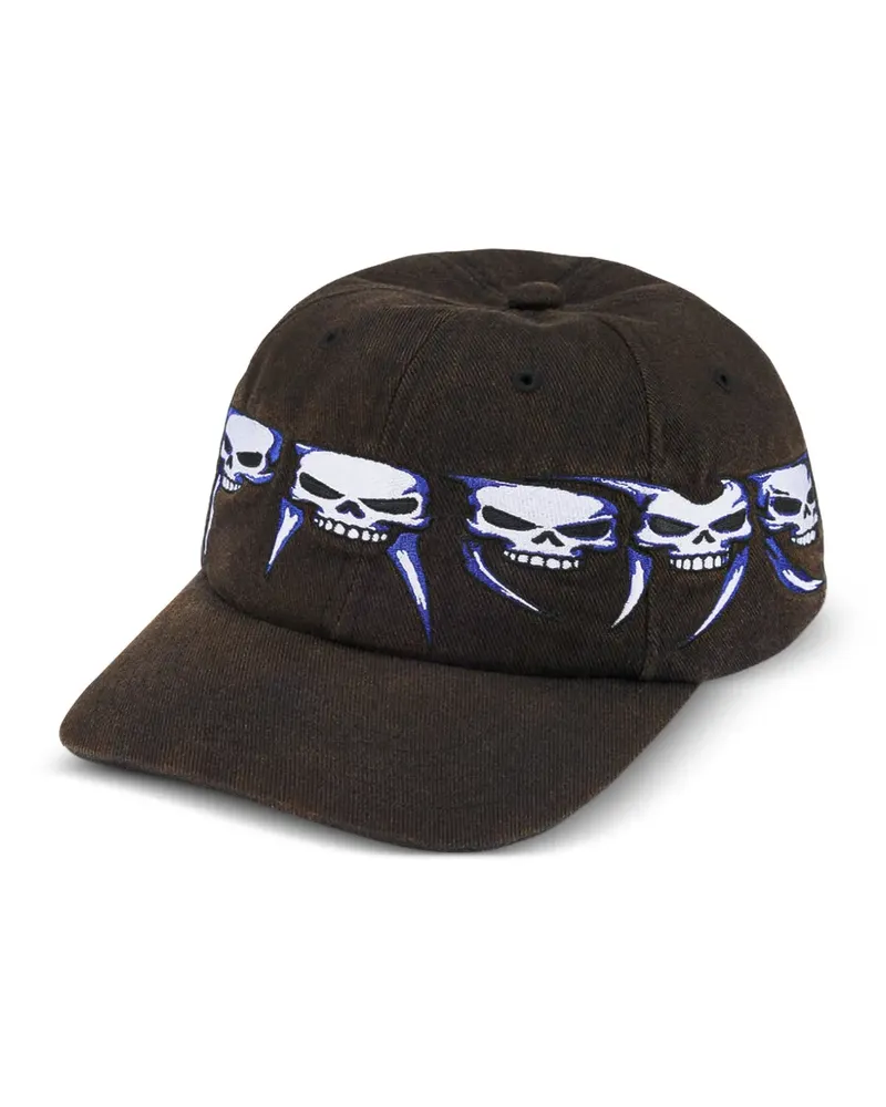 Supreme Being Skulls Spellout Baseballkappe mit 6 Einsätzen - Schwarz Schwarz
